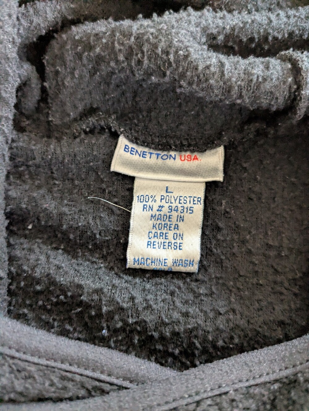 Benetton Fleece Hoodie Size Large - Picture 10 of 10